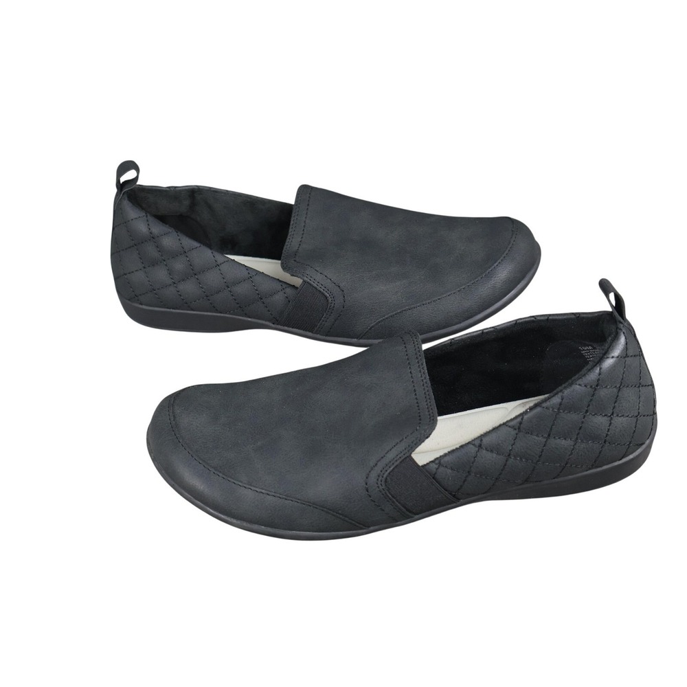 Jsport Slip On Walking Shoes Womens 10 Black Diamond Quilted Memory Foam Loafers